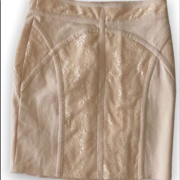 Free People Lace Panel Stretchy Pencil Mini Skirt - Seashell - Picture 2 of 3